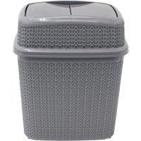 JVL 13-357GY Knit Design Loop Plastic 10 Litre Push Top Bin, Grey, 28 x 21 x 32.5 cm
