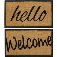 JVL Welcome Granite Design Tufted Coir Rubber Base Door Mat, 40 cm x 70 cm