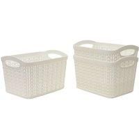 JVL Modern Knit Design Loop Plastic Linen Storage Baskets, Grey or Ivory
