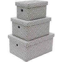 JVL Argyle Set of 3 Rectangular Lidded Storage Baskets