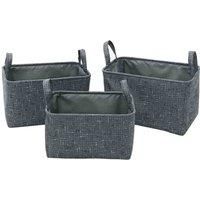 JVL Shadow Rectangular Fabric Storage Baskets with Handles, Set of 3
