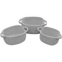 JVL Edison Oval Cotton Rope Storage Basket, Set of 3, Grey
