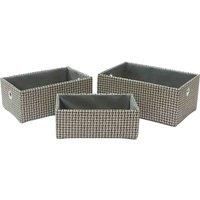 JVL Silva Rectangular Fabric Storage Baskets, Set of 3, Grey