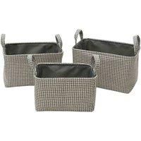 JVL Silva Rectangular Fabric Storage Baskets with Handles, Set of 3, Grey