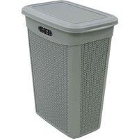 JVL 43L Knit Design Slim Laundry Basket, Grey/ White