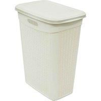 JVL 43L Knit Design Slim Laundry Basket, Grey/ White