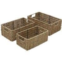 JVL Seagrass Set of 3 Rectangular Storage Baskets
