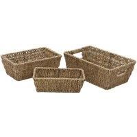 JVL Seagrass Set of 3 Rectangular Tapered Storage Baskets