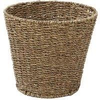 Jvl Natural Round Seagrass Waste Paper Basket Bin 28X25Cm