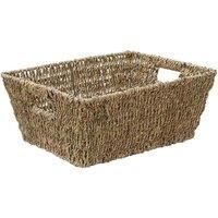 JVL Hand Woven Rectangular Seagrass Storage Baskets, For Home, Office, Bedroom