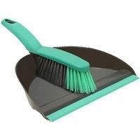 JVL Dustpan and Bristle Brush Set, Grey/Turquoise
