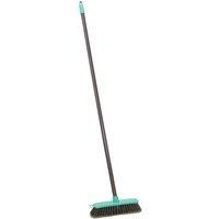 JVL 20-044GY Lightweight Indoor Angled Soft Bristle Sweeping Brush Broom, Grey/Turquoise