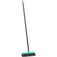 JVL Lightweight Outdoor Hard Bristle Sweeping Brush Broom Grey/Turquoise