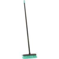 JVL 20-053TQ Lightweight Outdoor Hard Bristle Sweeping Brush Broom, Turquoise/Grey
