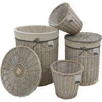 Jvl Arianna Round Willow Baskets Grey Wash