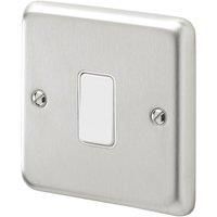 MK Contoura 10A 1-Gang Intermediate Switch Brushed Stainless Steel with White Inserts (679RG)
