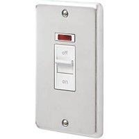 MK Contoura 50A 2-Gang DP Control Switch Brushed Stainless Steel with Neon with White Inserts (731RG)