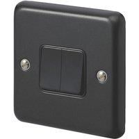 MK Contoura 10A 2-Gang 2-Way Switch Black with Colour-Matched Inserts (384RG)