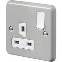 MK Contoura 13A 1-Gang DP Switched Plug Socket Grey with White Inserts (397RG)