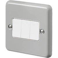 MK Contoura 10A 3-Gang 2-Way Switch Grey with White Inserts (181RG)