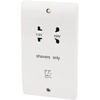 New white plastic MK by Honeywell Logic plus 2 gang Shaver unit 115/230v