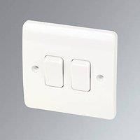 MK Logic Plus K4872 WHI 10AX Single Pole 2 way Plateswitch, 2 Gang