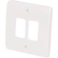 MK Double Gang 2 Module Moulded Frontplate White Grid Plus K3632WHI