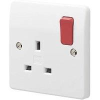 Logic Plus 13A 1 Gang DP Switched Socket White with Red Rocker