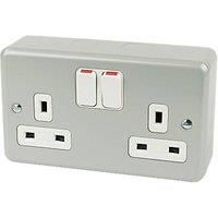 MK Metalclad Plus K2946 ALM 13 amp 2-Gang Double-Pole Switch Socket