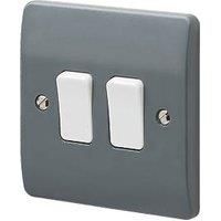 MK Logic Plus 10AX 2-Gang 2-Way Switch Graphite with White Inserts (617FF)