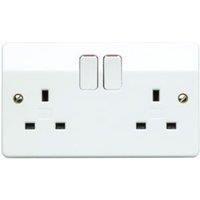 MK 13 Amp Double Pole Twin Switched Socket - White - Pack of 5