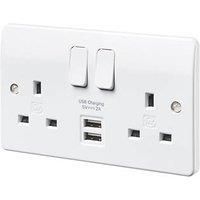 Honeywell MK Logic Plus K2744WHI 13A USB Socket, 5 V, White, 25 mm
