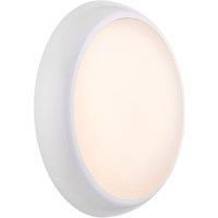 Saxby HeroPro XL Outdoor Round LED Bulkhead With Microwave Sensor Gloss White 28W 2800lm (702VX)