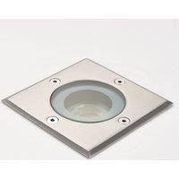 Saxby Pillar 50W Square Polished Stainless Steel IP65 Outdoor Decking Driveway Recessed Buried Uplighter