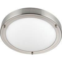 PORTICO Bathroom E27 Ceiling Light Brushed Chrome Frosted Glass Waterproof IP44