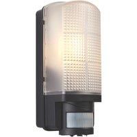 Saxby Lighting Motion PIR 1lt wall IP44 60W Frosted & black pc -  48739