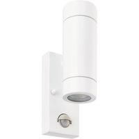 Saxby 75440 Palin Gloss White Stainless Steel Outdoor IP44 Twin PIR Wall Light