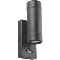 Saxby 81011 Icarus Black IP44 Outdoor PIR Motion Sensor GU10 LED Up & Down Wall Light