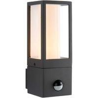 Saxby 99549 Lantern Wall Light, PIR, IP44, textured grey