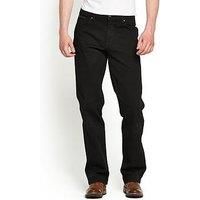 Wrangler Texas Stretch Regular Fit Straight Leg New Denim Jeans Black Overdye