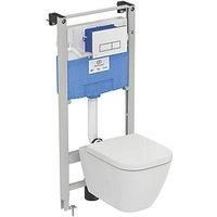 Ideal Standard I.life S Wall Hung Toilet, Prosys Cistern, Soft Close Seat And Cover And Oleas Flushplate Pack