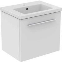 Ideal Standard i.life S Wall Hung Vanity Unit with Chrome Handle & Basin Matt White 500mm x 375mm x 440mm (748HM)