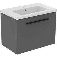 Ideal Standard i.life S Wall Hung Vanity Unit with Black Handle & Basin Matt Grey 600mm x 375mm x 475mm (579HM)