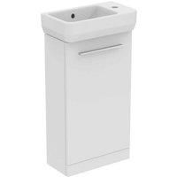 Ideal Standard I.life S Matt White Freestanding Guest Unit, 45Cm Right Hand Taphole Guest Basin And Chrome Handle Pack
