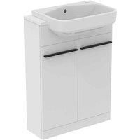 Ideal Standard i.life S Semi-Countertop Floorstanding Basin Unit with Black Handles & Basin Gloss White 602mm x 360mm x 888mm (927HM)