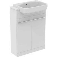 Ideal Standard i.life S Semi-Countertop Floorstanding Basin Unit with Chrome Handles & Basin Matt White 600mm x 210mm x 835mm (531HM)