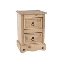 Corona Antique Wax 2 Drawer Bedside Cabinet Petite, none