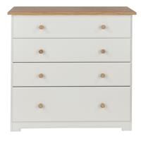 Core Products, Colorado 4 Drawer Chest, White with Oak Veneer Top, 38x80x80.2 cm