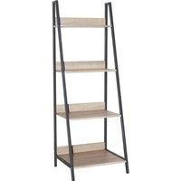 Ladder bookcase unit with oak effect and grey metal uprights   - Oak effect