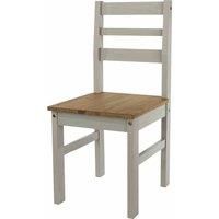 Ladder Back Dining Chairs Pair Grey Solid Wood Kitchen Home Seat